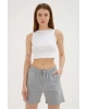 Fashion Friends Rahat Lastikli Şort Gri Melanj
