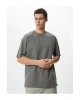 Basic Oversize Tişört Bisiklet Yaka Düşük Omuzlu Kısa Kollu Pamuklu