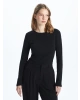 LCWAIKIKI Basic Siyah Bisiklet Yaka Kadın Body