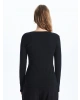 LCWAIKIKI Basic Siyah Bisiklet Yaka Kadın Body