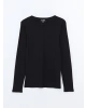 LCWAIKIKI Basic Siyah Bisiklet Yaka Kadın Body