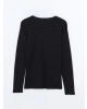 LCWAIKIKI Basic Siyah Bisiklet Yaka Kadın Body