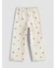 LCW Kids Ekru Çiçek Desenli Kız Çocuk Gabardin Pantolon