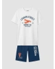 LCW Kids Beyaz Bisiklet Yaka Erkek Çocuk Şortlu Pijama Takımı