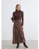 LCW Modest Kahverengi Fırfırlı Dik Yaka Kadın Body