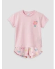 LCW baby Pembe Çiçekli Kız Bebek Şortlu Takım