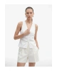 Koton Pamuklu Slim Fit Yırtmaçlı V Yaka Kolsuz Drapeli Bluz