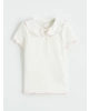 LCW Kids Beyaz Slim Fit Kız Bebek Polo Yaka Fitilli Tişört