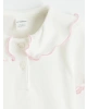 LCW Kids Beyaz Slim Fit Kız Bebek Polo Yaka Fitilli Tişört