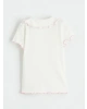 LCW Kids Beyaz Slim Fit Kız Bebek Polo Yaka Fitilli Tişört