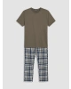 LC WAIKIKI Kahverengi Regular Fit Ekose Erkek Pijama Takımı