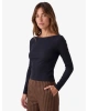 Slim Fit Pamuklu Kayık Yaka Uzun Kollu Basic Tişört