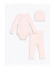 baby Pembe Bisiklet Yaka Kız Bebek Hastane Çıkış Seti 3lü