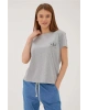 Baskılı T-shirt Gri Melanj / Grey Melange