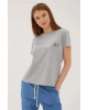 Baskılı T-shirt Gri Melanj / Grey Melange