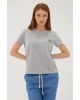 Baskılı T-shirt Gri Melanj / Grey Melange