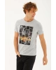 Baskılı T-shirt Gri Melanj / Grey Melange