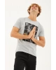 Baskılı T-shirt Gri Melanj / Grey Melange