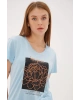 Baskılı T-shirt Mavi / Blue