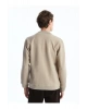 Bej Kolej Yaka Uzun Kollu Erkek Fermuarlı Sweatshirt