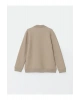 Bej Kolej Yaka Uzun Kollu Erkek Fermuarlı Sweatshirt