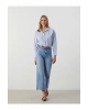 Beli Kemerli Wideleg Kadın Jean Pantolon