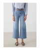 Beli Kemerli Wideleg Kadın Jean Pantolon