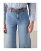Beli Kemerli Wideleg Kadın Jean Pantolon