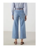 Beli Kemerli Wideleg Kadın Jean Pantolon