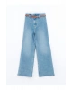 Beli Kemerli Wideleg Kadın Jean Pantolon
