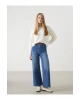 Beli Kemerli Wideleg Kadın Jean Pantolon (S5)