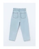 Beli Lastikli Kız Çocuk Jean Pantolon