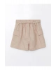 LCW Kids Bej Beli Lastikli Kız Çocuk Şort