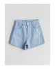 Beli Lastikli Taşlı Kız Çocuk Jean Şort