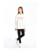 Beyaz Bisiklet Yaka Kız Çocuk Sweatshirt