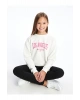 Beyaz Bisiklet Yaka Kız Çocuk Sweatshirt