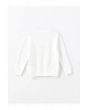 Beyaz Bisiklet Yaka Kız Çocuk Sweatshirt