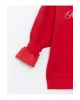 Bisiklet Yaka Baskılı Oversize Kadın Kalın Sweatshirt