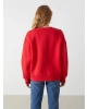 Bisiklet Yaka Baskılı Oversize Kadın Kalın Sweatshirt