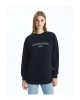 Bisiklet Yaka Baskili Oversize Kadin Sweatshirt Tunik - W4KR68Z8