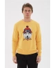 Bisiklet Yaka Baskılı Sweatshirt Hardal / Mustard