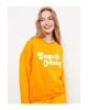 Bisiklet Yaka Baskılı Uzun Kollu Kadın Sweatshirt
