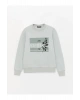 Bisiklet Yaka Baskılı Uzun Kollu Kadın Sweatshirt