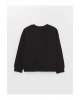 Bisiklet Yaka Baskılı Uzun Kollu Kız Çocuk Sweatshirt