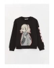 Bisiklet Yaka Baskılı Uzun Kollu Kız Çocuk Sweatshirt (W3)