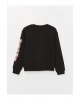 Bisiklet Yaka Baskılı Uzun Kollu Kız Çocuk Sweatshirt (W3)