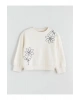 Bisiklet Yaka Çiçekli Kız Çocuk Sweatshirt (W5)