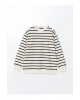 Bisiklet Yaka Çizgili Kadın Sweatshirt