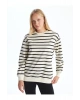 Bisiklet Yaka Çizgili Kadın Sweatshirt