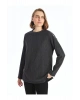 Bisiklet Yaka Düz Uzun Kollu Oversize Kadın Bluz